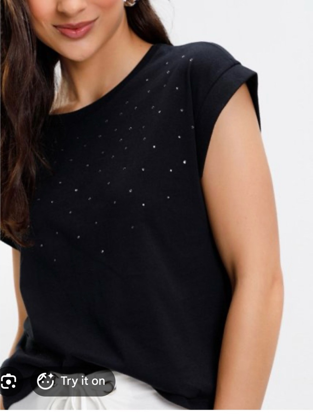 White House Black Market Black Short Sleeve Studded tshirt